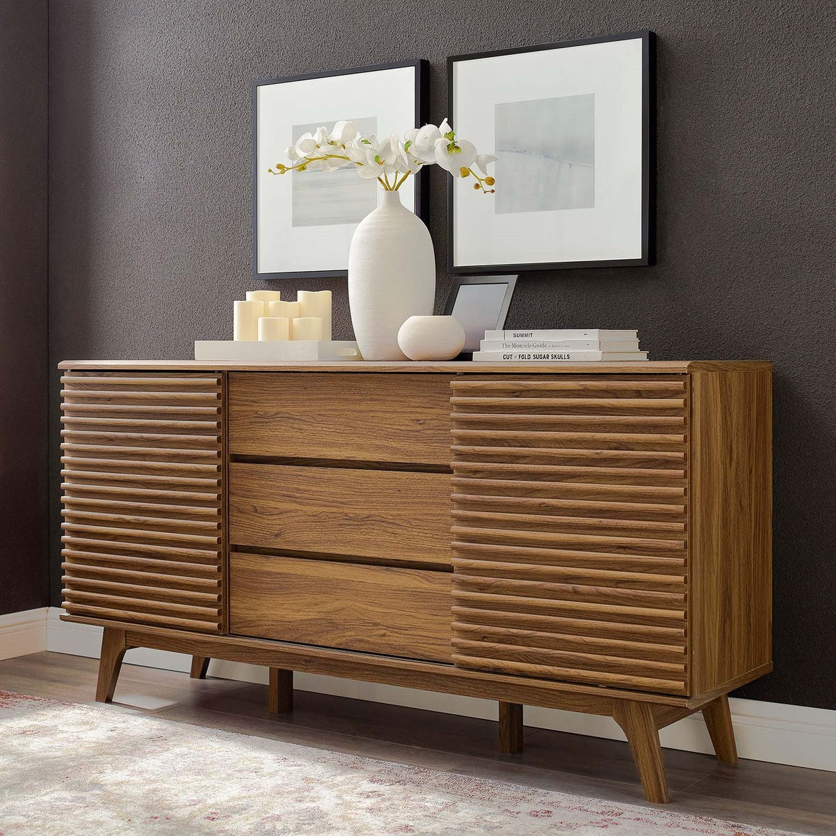 Modern Render 63" Entertainment Center Tv Stand - Storage Organizer for Living Room - BUILDMYPLACE
