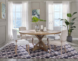 Stitch 71" Round Pine Wood Dining Table - Farmhouse Kitchen And Dining Room Table - BUILDMYPLACE