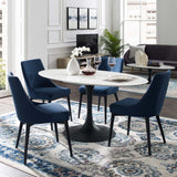Lippa 60" Oval Wood Top Dining Table - Metal Tapered Base Dining Table - BUILDMYPLACE