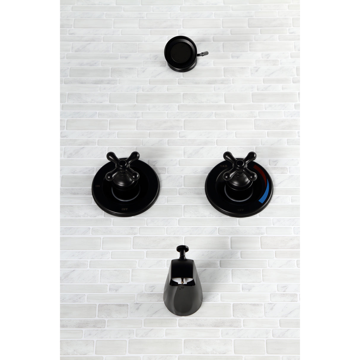Vintage Twin Handles Tub Shower Faucet Pressure Balanced With 1.8 GPM Showerhead Flow