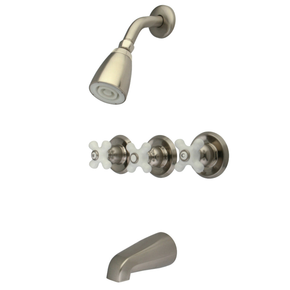Three Handle Combination Tub & Shower Diverter Faucet