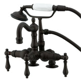 Vintage 3.4" Deck Mount Clawfoot Tub Faucet With Hand Shower, Metal Lever Handle