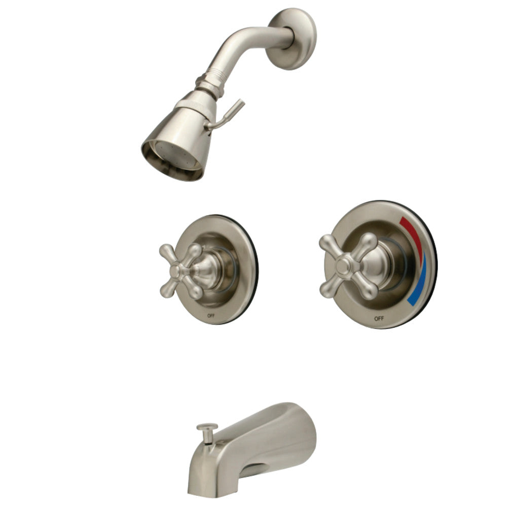Vintage Twin Handles Tub Shower Faucet Pressure Balanced With 1.8 GPM Showerhead Flow