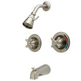 Vintage Twin Handles Tub Shower Faucet Pressure Balanced With 1.8 GPM Showerhead Flow