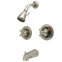 Vintage Twin Handles Tub Shower Faucet Pressure Balanced With 1.8 GPM Showerhead Flow