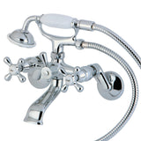 Wall Mount Clawfoot Tub Faucet With Hand Shower, Two Hole Installation