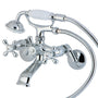 Wall Mount Clawfoot Tub Faucet With Hand Shower, Two Hole Installation