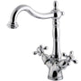 Two-handle Single Hole Deck Mount Bathroom Sink Faucet with Brass Pop-up and Cover Plate