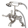 Vintage 7" Deck Mount Tub Faucet with Hand Shower & Three Lever Handles