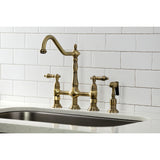 Heritage Bridge Kitchen Faucet with Brass Sprayer
