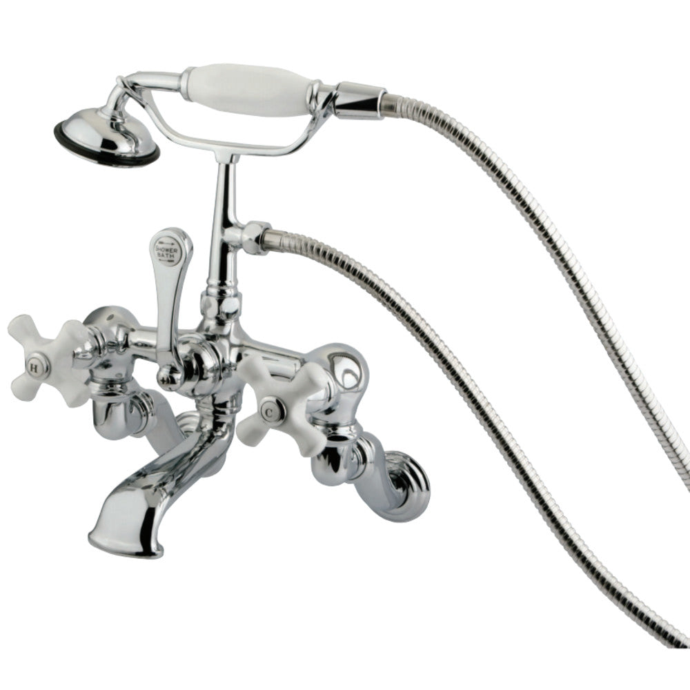Vintage Wall Mount Clawfoot Tub Faucet with Hand Shower In 9.75" Spout Reach