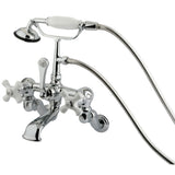 Vintage Wall Mount Clawfoot Tub Faucet with Hand Shower In 9.75" Spout Reach