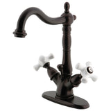 Heritage Two-handle Single Hole Deck Mount Bathroom Sink Faucet with Brass Pop Up & Cover Plate