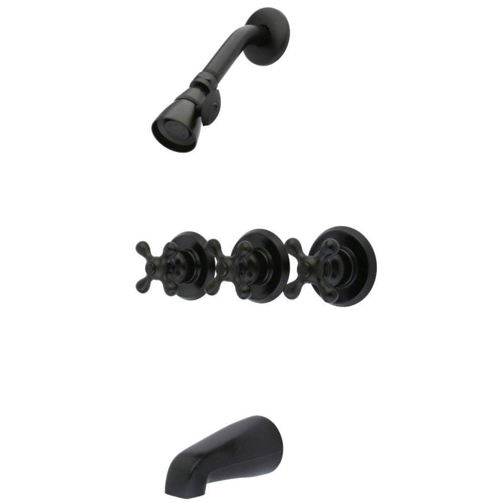 Tub and Shower Faucet With Three Cross Handle In 5" Spout Reach