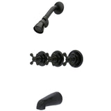 Tub and Shower Faucet With Three Cross Handle In 5" Spout Reach