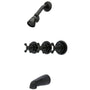 Tub and Shower Faucet With Three Cross Handle In 5" Spout Reach