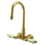 Vintage 3.4" Wall Mount Tub Faucet With Porcelain Lever Handles