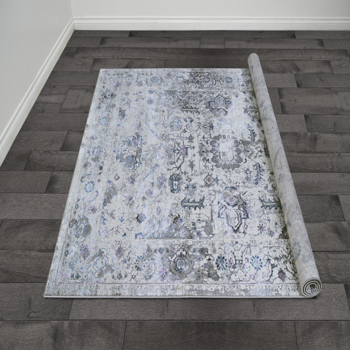 Talia-774 Area Rugs Rectangle Lavender Leaf 5-X-7