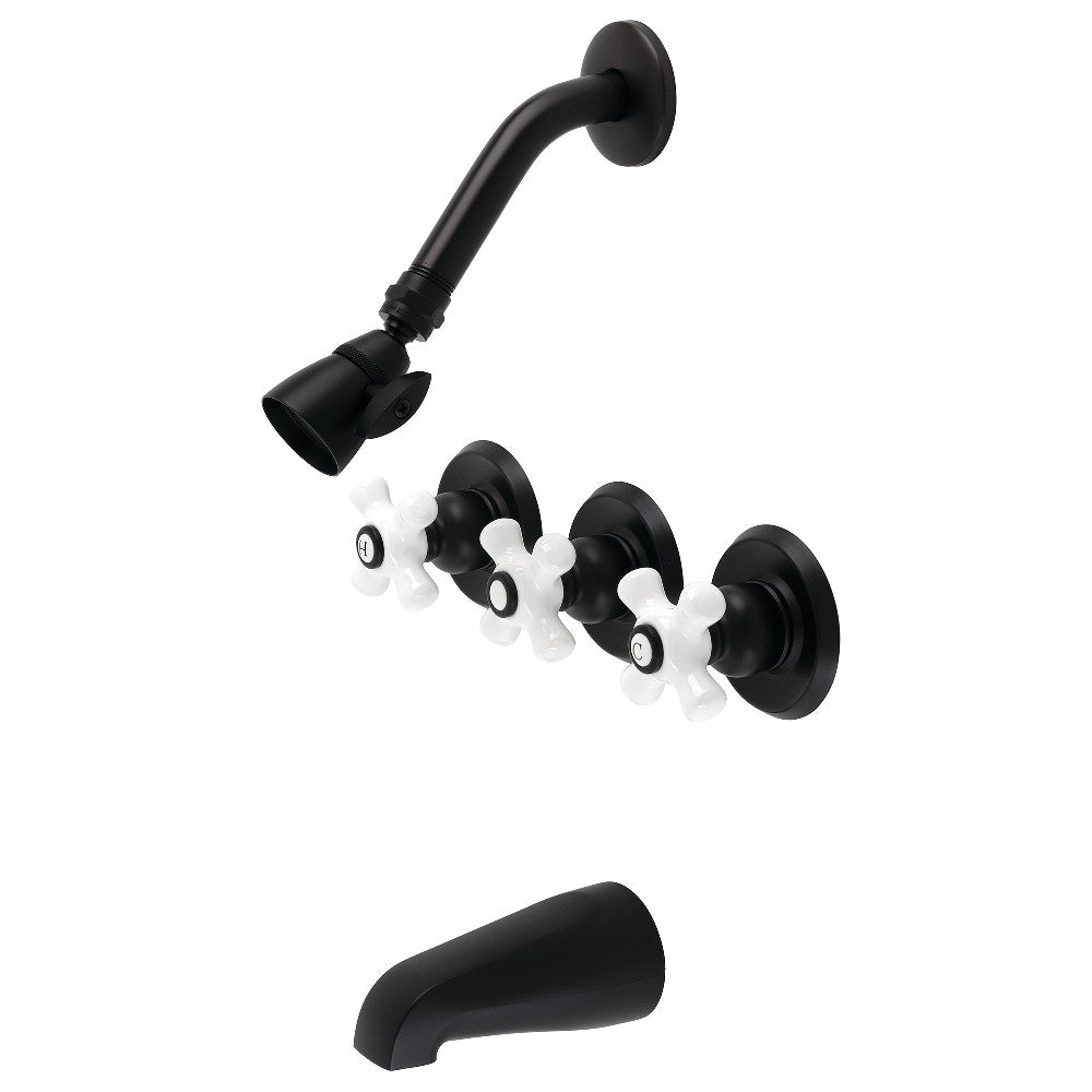 Three Handle Combination Tub & Shower Diverter Faucet