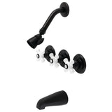 Three Handle Combination Tub & Shower Diverter Faucet