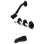 Three Handle Combination Tub & Shower Diverter Faucet