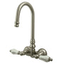 Vintage 3.4" Wall Mount Tub Faucet With Porcelain Lever Handles