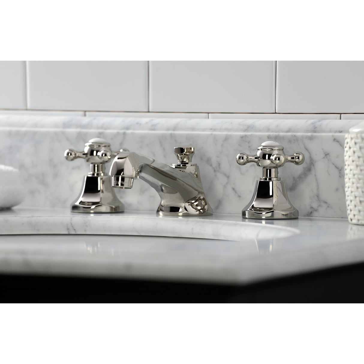 Metropolitan 8" Widespread Bathroom Faucet With Brass Pop-Up