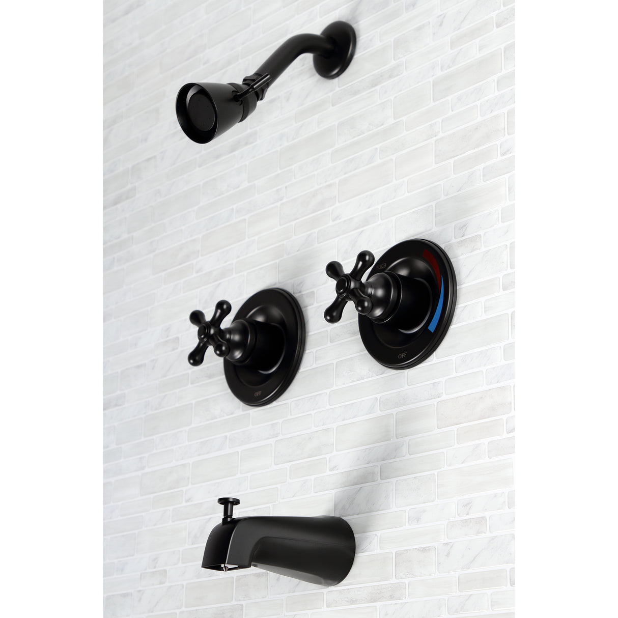 Vintage Twin Handles Tub Shower Faucet Pressure Balanced With 1.8 GPM Showerhead Flow