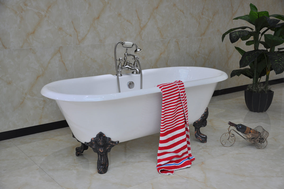 Cast Iron Double Ended Clawfoot Tub with 7 - Inch Faucet Drillings - BUILDMYPLACE