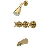 Tub and Shower Faucet With Three Cross Handle In 5" Spout Reach