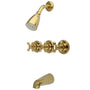 Tub and Shower Faucet With Three Cross Handle In 5" Spout Reach
