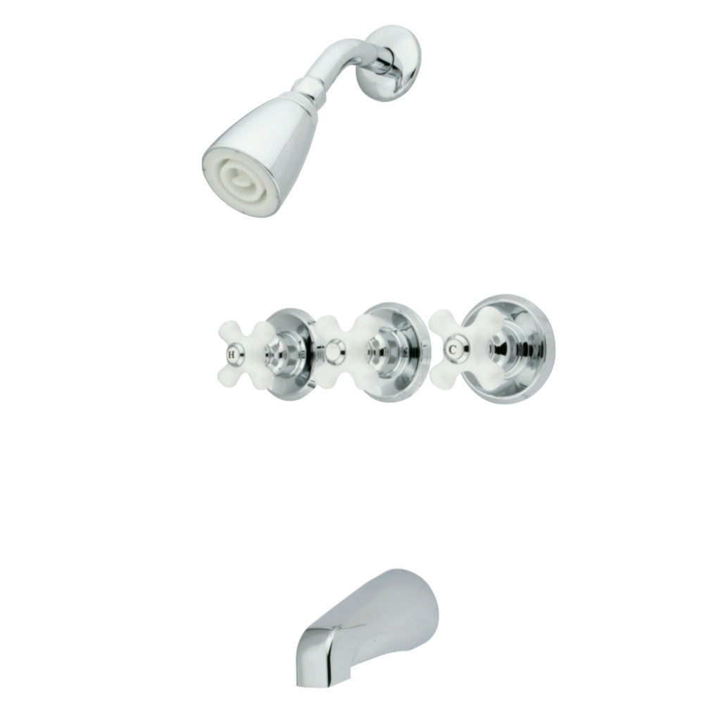 Three Handle Combination Tub & Shower Diverter Faucet