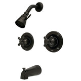 Vintage Twin Handles Tub Shower Faucet Pressure Balanced With 1.8 GPM Showerhead Flow