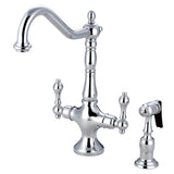 Heritage Two Handle Kitchen Faucet W/ Brass Sprayer