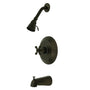 Restoration Tub And Shower Faucet With Metal Cross Handle