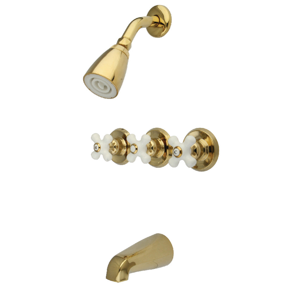 Three Handle Combination Tub & Shower Diverter Faucet
