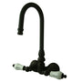 Vintage 3.4" Wall Mount Tub Faucet With Porcelain Lever Handles